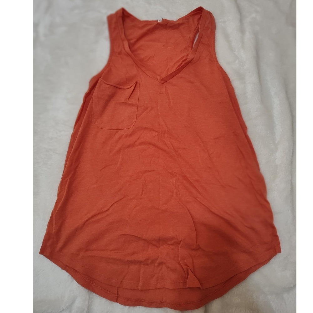 Z Supply Womens Orange Racerback Pocket Tank Top V-Neck Curved Hem ZT165135S L